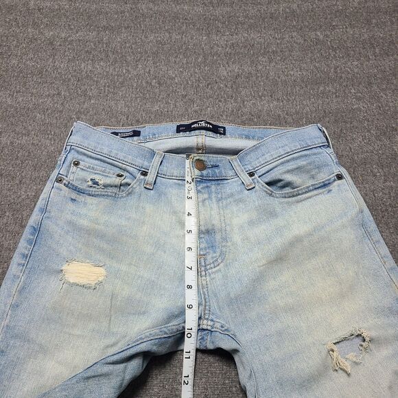 Hollister Mens Jeans 29x30 Blue Slim Straight Epic Flex Distressed Denim Pants - Picture 3 of 10